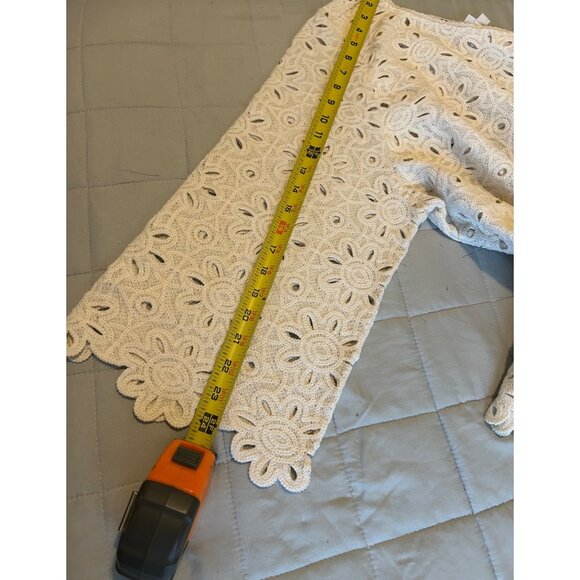 J Jill Womens Full Crochet Lace Tunic Top 3X Ivory 3/4 Sleeve Boho Cotton NWT - Picture 5 of 13
